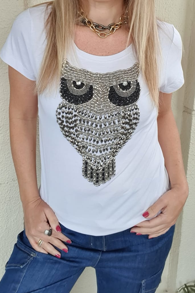 T-shirt Branca Coruja