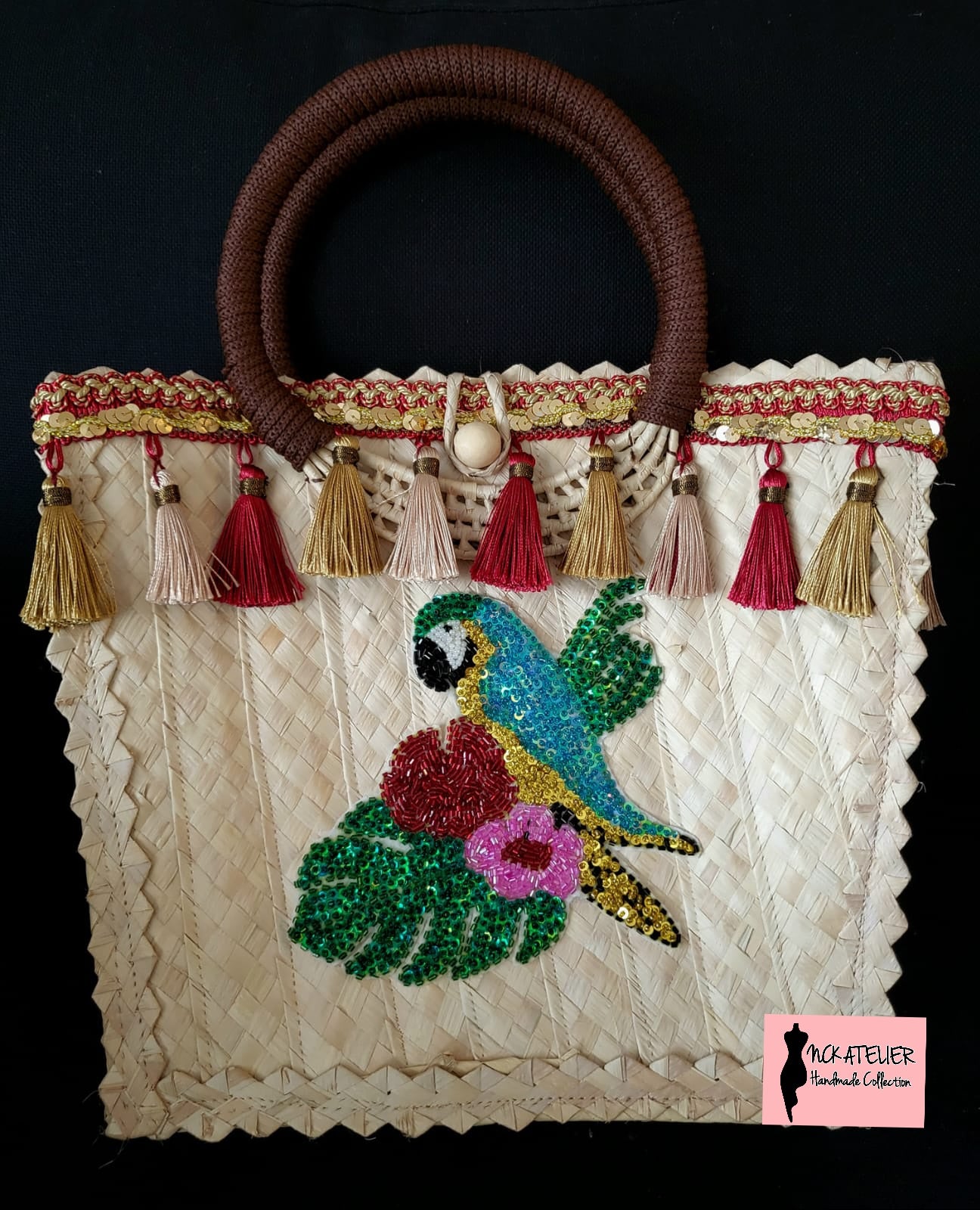 Bolsa de Palha Bordada