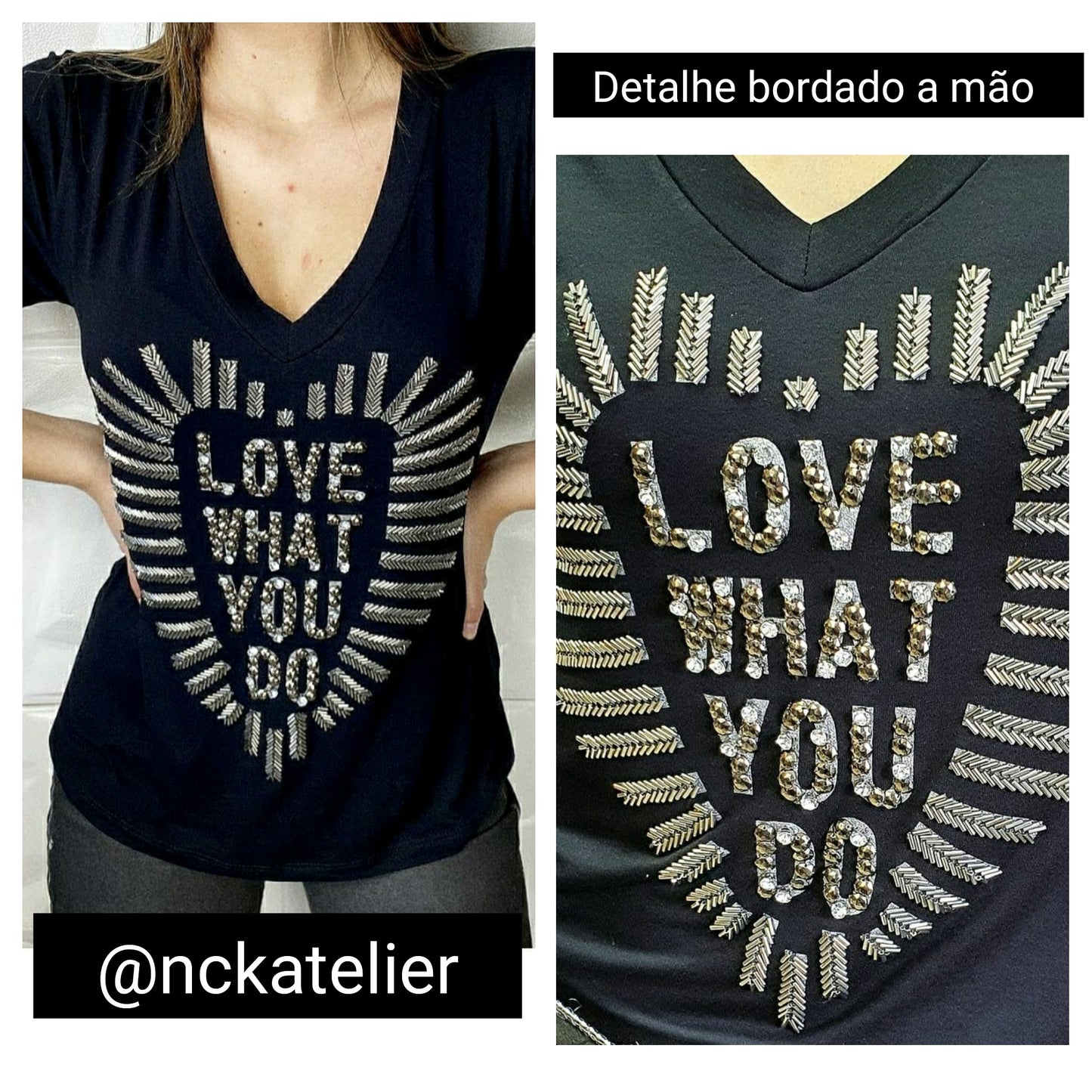 T-shirt Preta coração Love what you do