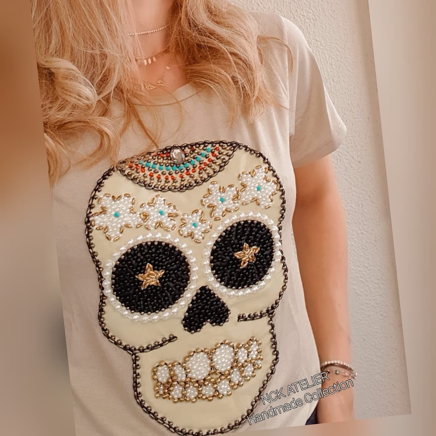 T-shirt Nude Caveira