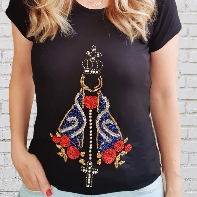 T-shirt Preta Nossa Senhora Aparecida